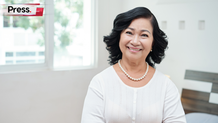 a Malaysian auntie smiling