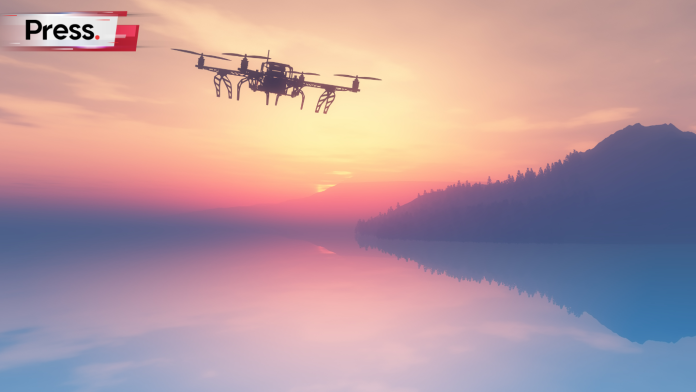 small drone flying above the river after drone license