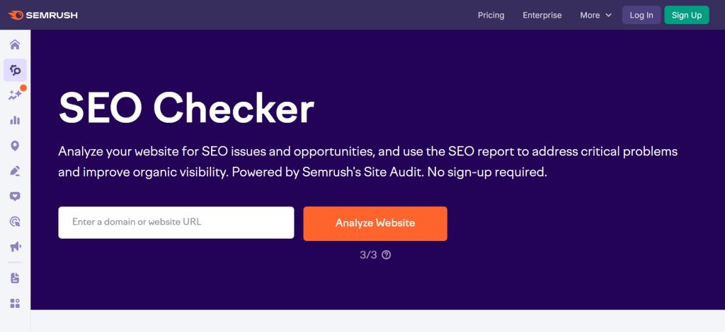 Semrush Site Audit website performance monitoring tool