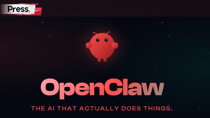 OpenClaw logo featuring a red robot character and the tagline 