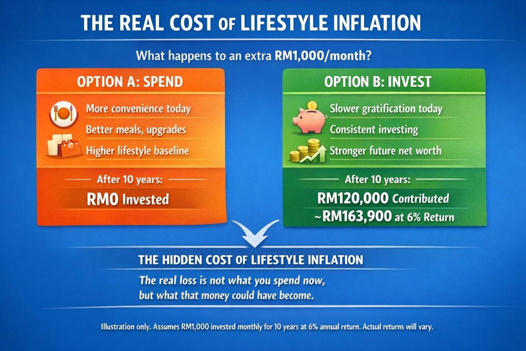 Infographic about lifestyle inflation hidden costs