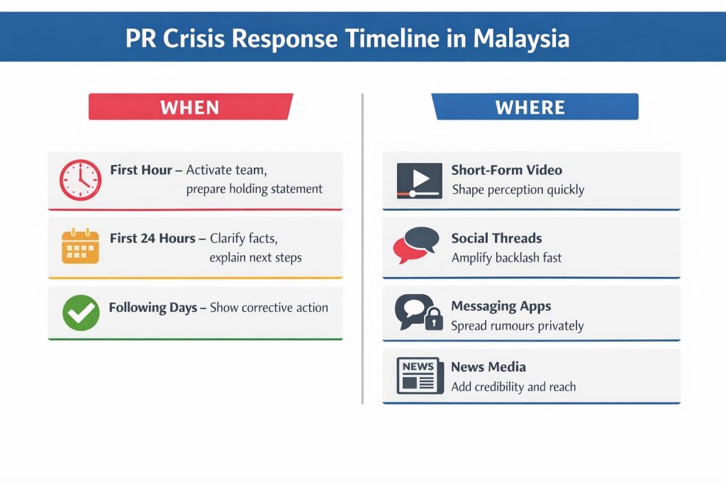 Infographic of a PR crisis response timeline