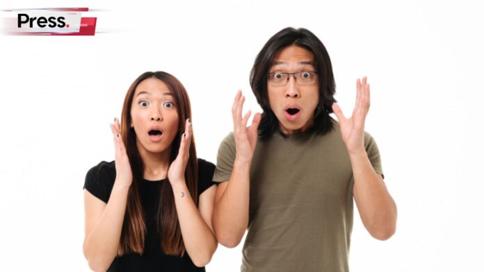 Photo of a Malaysian couple looking shocked, representing the word 'walao'