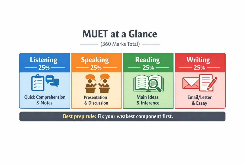 Infographic about MUET at a glance