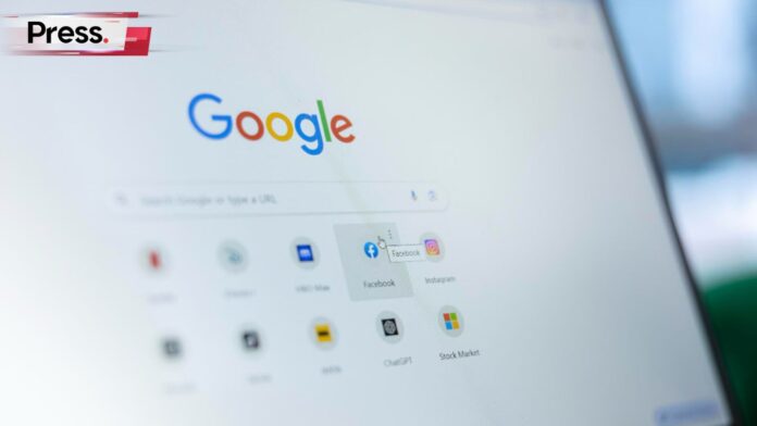 A computer screen, where the person is using Google to search for something, signifying search intent