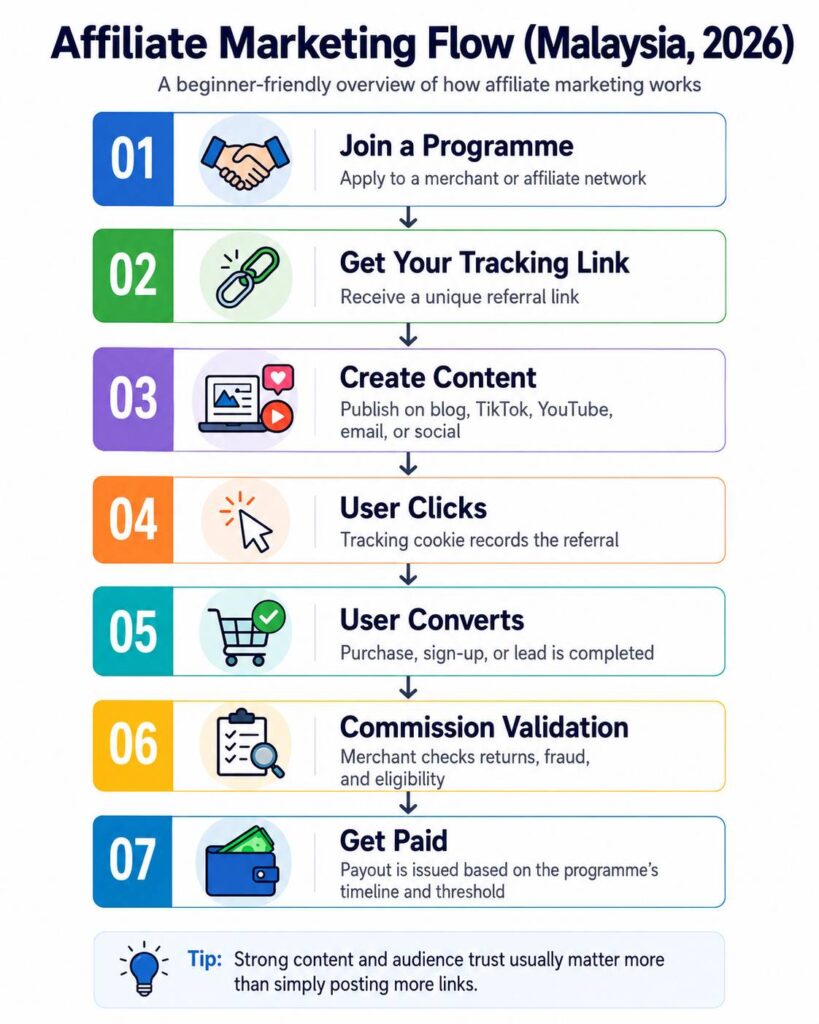 Infographic of the affiliate marketing flow