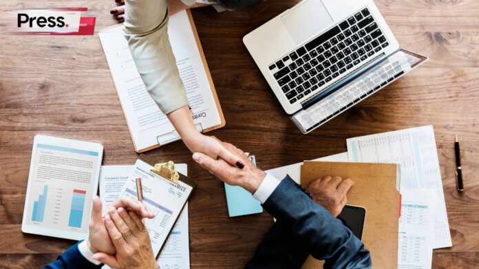 man proposing sponsorship to another client