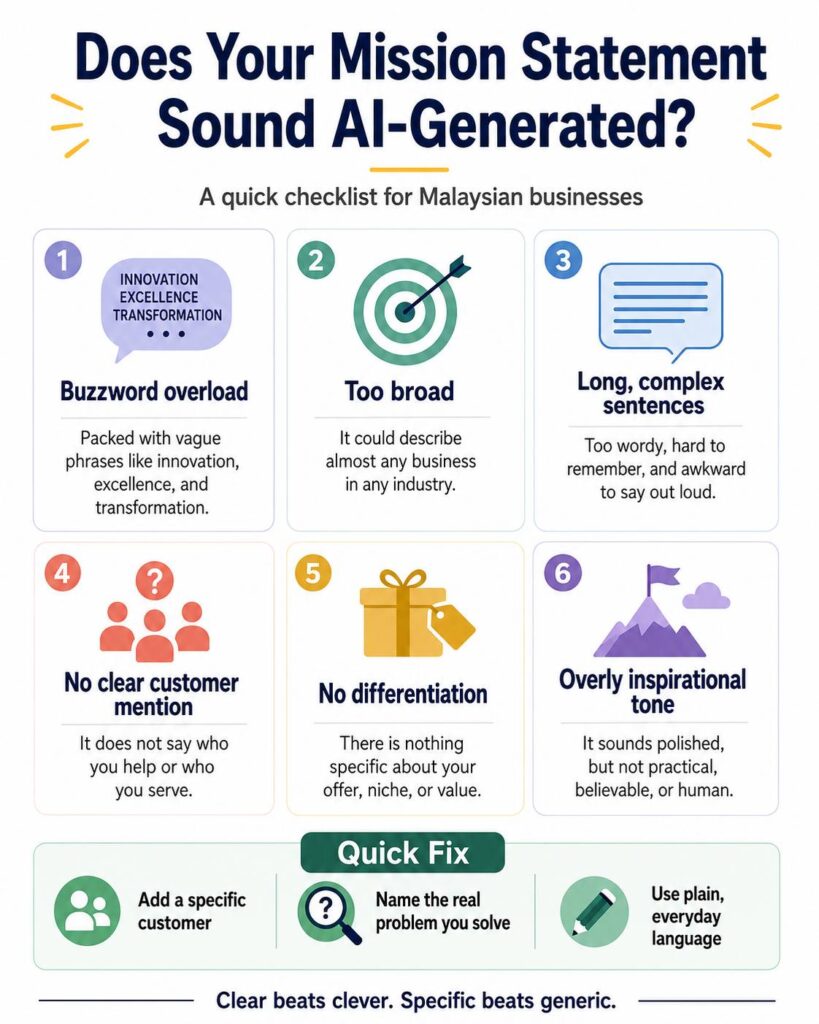 Signs your mission statement sounds like AI: an infographic