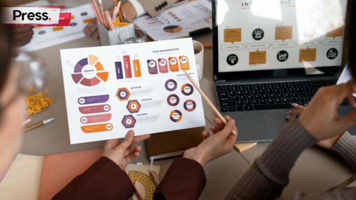 Photo of two workers checking a media report using media monitoring tools
