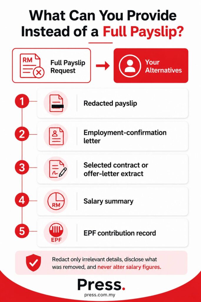 Infographic on what to provide instead of a full payslip