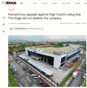 komarkcorp sue the edge and appeal at high court