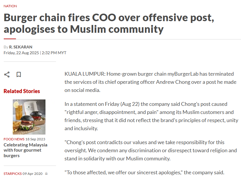 myburgerlab coo make sensitive muslim post